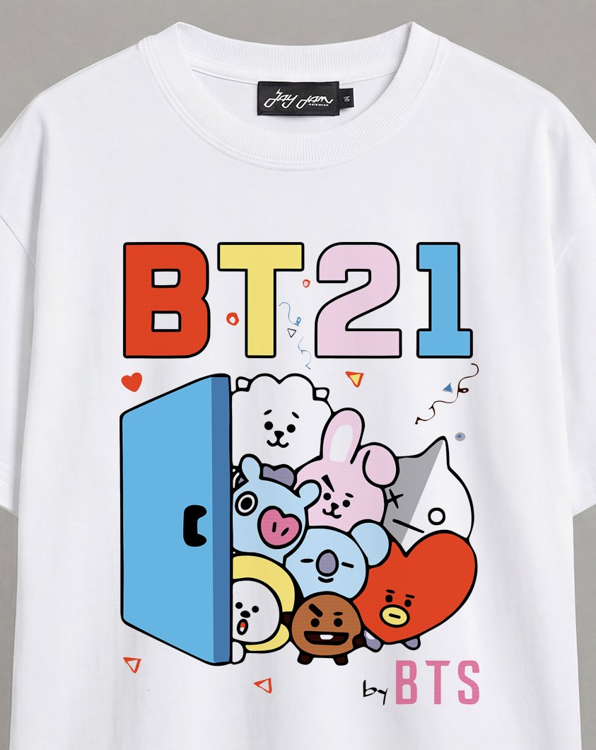 Camiseta Oversized Feminina Streetwear BTS21 BTS Branco- JayJam