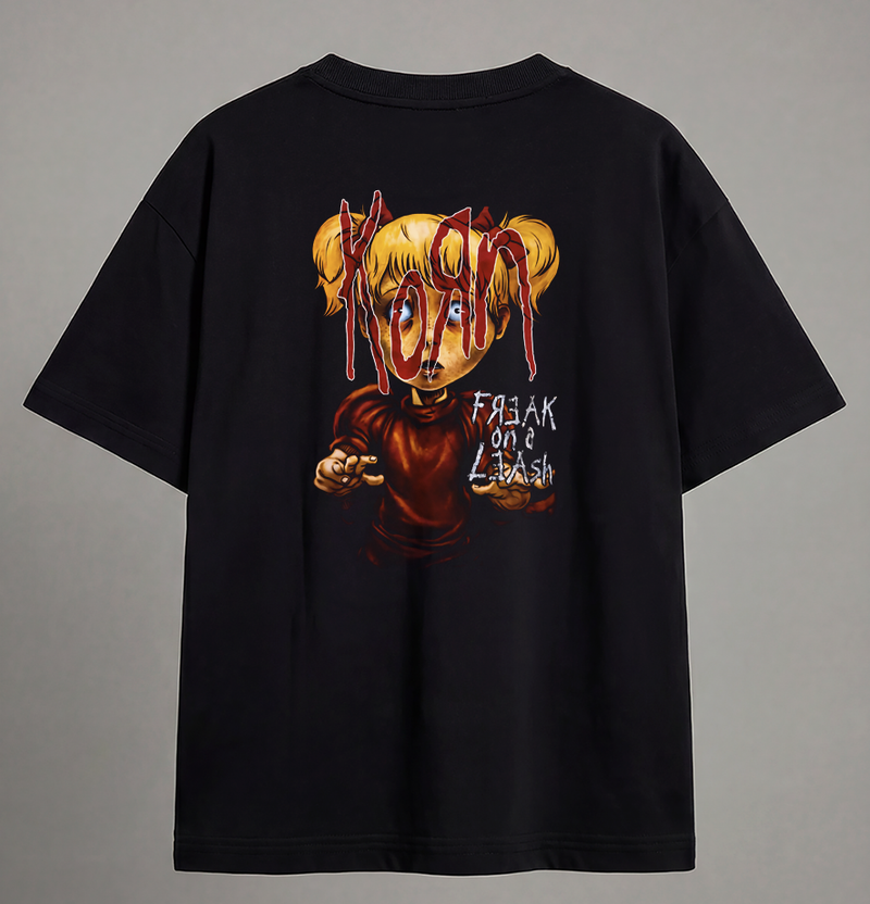 Camiseta Oversized Masculina Streetwear Korn Freak on a Leash