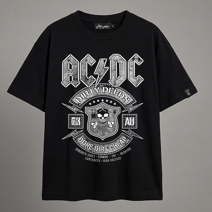 Camiseta Oversized Masculina Streetwear ACDC Preto - JayJam Rockwear